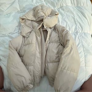 Blush pink puffer jacket